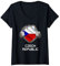 Damen Tschechien Flagge Fußball Team Fan Trikot Frauen Mädchen T-Shirt mit V-Ausschnitt
