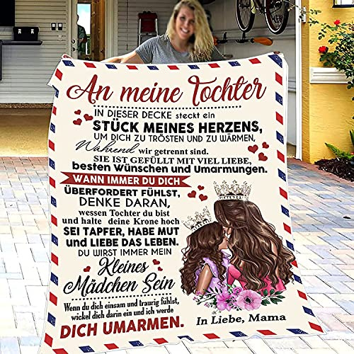 UOOYAA Kuscheldecke Personalisierte Geschenke,Decke An Meine Tochter Deutsch,Mutter zu Tochter Briefdecke,Positive Ermutigung und Liebe Tochter Flanelldecke…