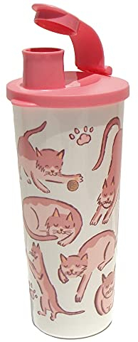 Tupperware Gobelet de 473,6 g avec joint supérieur à rabat pour les amoureux des chats Rose