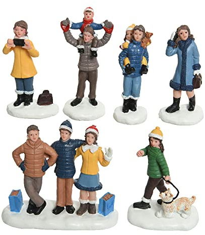 Lumineo Blister 6 Weihnachtsfiguren aus Polyresin
