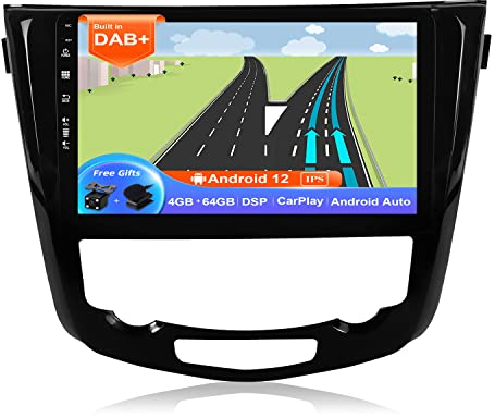JOYX Android 12 Autoradio Passt für Nissan X-Trail Qashqai J11 Rouge (2014-2018) - Eingebaut DAB/DSP/Carplay/Android Auto - 4G+64G - Kamera MIC KOSTENLOS - 10.1” 2 Din - SWC WiFi Fast-Boot 360-Kamera
