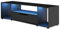 Calicosy Meuble TV Gamer - Noir - Panneaux de Particules - LED Bleu - 2 Niches - Fabrication Française - avec Grand Tiroir - pour Salon - L163 x H48 x P45 cm