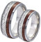 ANAZOZ Freundschaftsringe Wolfram, Ringe Partnerringe mit Gravur gr.60 und gr 54 Silberring Breit 8mm mit Holz Und Metall