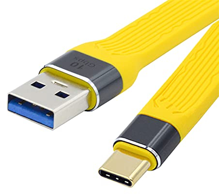 NFHK Amarillo 10Gbps USB 3.1 Tipo C macho a USB3.0 Tipo A macho plano delgado FPC Cable de datos para portátil y teléfono