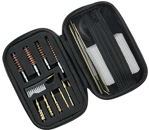 HMF 3951-02 Waffenreinigungsset für Kurzwaffen | Kaliber .22, .357, .38, .40, .45, 9mm Pistole | Messing Patchhalter