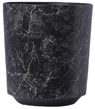 Home Garden Ornaments Solo Plant Pots Indoor 25.5cm Diameter - Plastic Plant Pot with Original Motif of Black Marble - Plastic Flower Pots Outside – Decorative Flower Pot (Ø25.5cm, Black Marble)