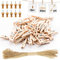 100Pcs Wooden Pegs, Clothes Pegs for Washing Line Small Pegs Wood Craft Clips with 10 Thumbtacks and 10m Twine for Hanging Photos, Arts and Craft （3.5×0.7cm / 1.4×0.3inch）