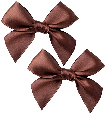 Wambere 20 STK Satin Band Deko Schleifen Fertigschleife Geschenkschleifen, Satinband Schleifen für DIY Hochzeit Valentinstag Baby Shower Weihnachten Dekoration Kartenherstellung Verzierungen,Braun