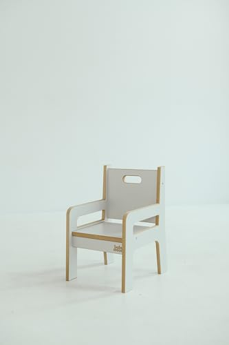 Babywood Holzstuhl für Kinderzimmer, Schreibtischstuhl für Kinder, Kinderstuhl 0-5 Jahre, Kinderhocker, Kleinkinderstuhl (Grau)