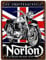 Norton Motorcycle Bike Union Jack - Tin Sign, Retro Vintage Metal Sign Poster Pub Bar Kitchen Garden Bathroom, Home, Plaque, Decorative Wall Art, 2 Sizes (A5)