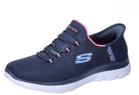 Skechers Women's Summits Diamond Dream Slip-On Sneakers, Navy Mesh/Pink Trim, 4 UK