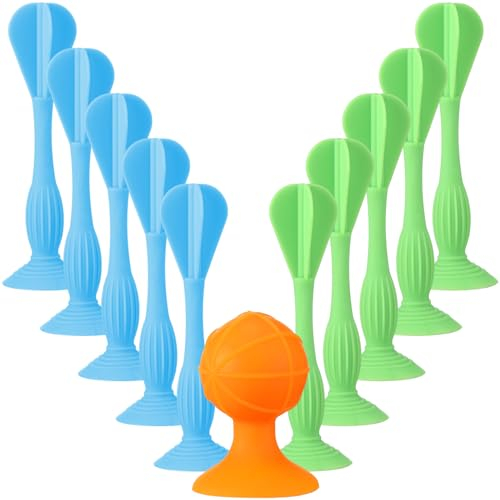 Syhood 11 Pcs Suction Cup Darts with Target Sucker Fidget Silicone Suck Darts Blue and Green Soft Table Darts Suction Game Sports Sticky Throwing Game Toy Sets for Adults Indoor Outdoor Game Sports
