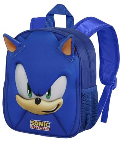 Sega-Sonic Face-Kleiner 3D Rucksack, Blau, 26 x 31 cm, Kapazität 8,5 L