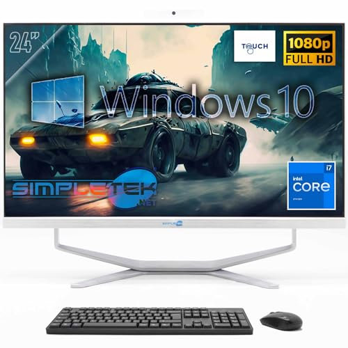 SIMPLETEK - All in One PC 24 Full HD Touchscreen | Core i7 bis 3.40GHz | Windows 10 Pro | 8GB RAM SSD 240GB | Integrierte Webcam All-in-One Computer