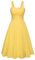 Belle Poque Robe midi plissée sans manches pour femme style années 1950, jaune, XL