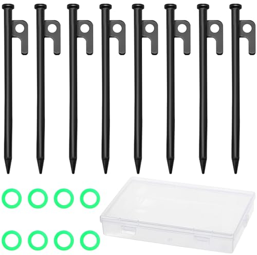Tarocat 8 Stück Zelt Heringe Stahl Erdnägel, 20 cm Heringe zum Zelten, Zelt Heringe aus Stahl, Erdnägel für Camping, Zeltheringe Heringe für Camping und Outdoor Wandern (8 Stücke)