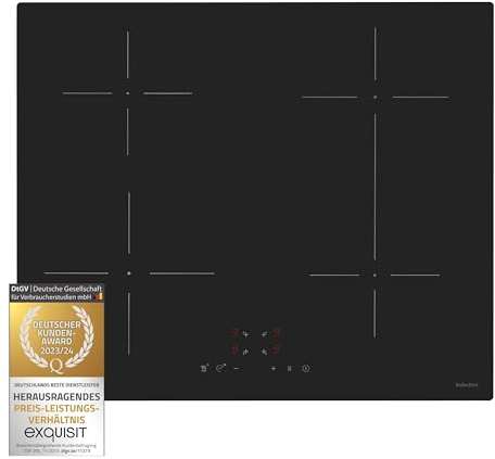 Exquisit Kochfeld EKI 600-SF-B-380 | Induktion | Touch | Timer | 4 Kochzonen | Rahmenlos | 7000 W