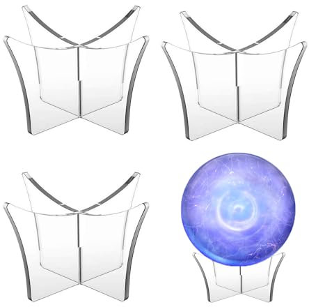 iHMeiju 3pcs Basketball Stand, Acrylic Ball Stand for Display, Clear Storage Holder for Football Basketball Soccer Volleyball Rugby Display.