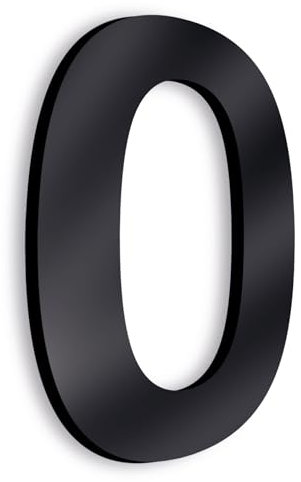 Numeros de Casa Exterior de 25 cm de altura - Señalizacion para Comercios Naves Viviendas Locales - Numeros Grandes de Metacrilato Negro Brillo (Numero 0)