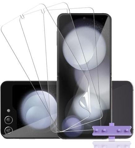 Rnnmeeko Protection D'écran Compatible avec Samsung Galaxy Z Flip 3/ Flip 4 5G/ Flip 5 5G (Pas Verre Trempé) Film TPU Flexible 3 Pièces, HD/Anti-Rayures 3D Full Coverage Protection écran
