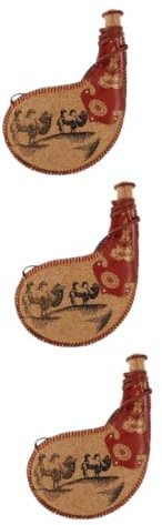 ABOOFAN 3St alter Wasserbeutel Wasserbeutel Wasserflaschenbeutel Wein-Bota-Beutel Weinhautbeutel trinkwasserbehälter Weinflasche mit Trageriemen Likör-Bota-Tasche Wasserflasche aus Leder