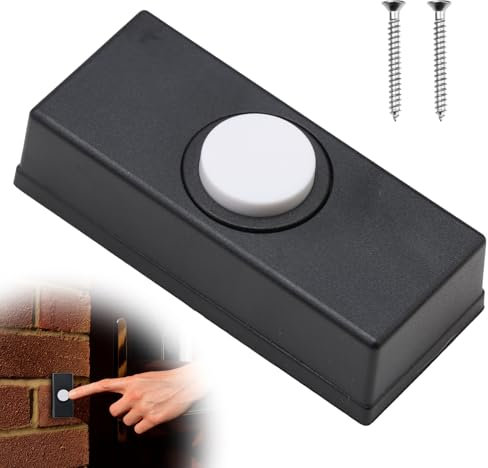 Wired Door Bell Push Button 2 Wire 240V 0.5A Doorbell Switch Button Replacement, Wall Mounted Weatherproof Plastic Button Fits Most Doorbell Chimes for Home Garage Warehouse(5.5cm, Black)