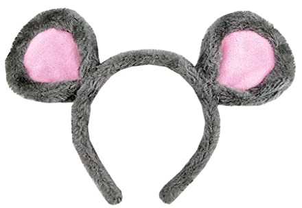 GMBYLBY Weiche Bärenohren Stirnbänder Plüsch Maus Ohren Haarreifen zum Waschen Gesicht Cartoon Tier Haarbänder Halloween, grau, 1 count (Pack of 1)