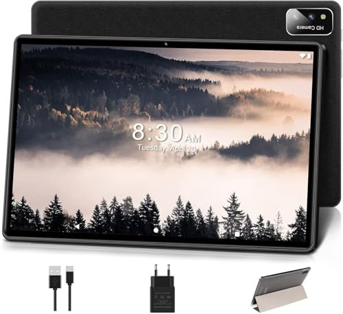 SEBBE Tablet 10 Pulgadas 4GB RAM+64GB ROM (128GB TF),Tablet Android Octa Core | Pantalla HD IPS 1280 * 800 | Dobles Cámaras 5MP + 8MP | Bluetooth | Wi-Fi | 6000mAh | Tablet con Funda - Negro