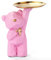 GUICHENO Bär Figur Dekorative mit Tablett Bären Figuren Statue Bären Skulpturen mit Dekotablett Bären Tablett Deko Harz Tier Skulptur Deko Bärenfigur Deko für Flurdeko, Wohnzimmer, Büro(Rosa)