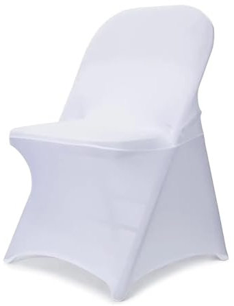 ARPZPPSK Stuhlhussen Weiß Stuhlhussen aus Spandex for Klappstühle, 50 Stück, verbesserte, Dehnbare, waschbare Stuhlhussen, Schonbezüge for Hochzeiten (weiß/schwarz)(White,Package 50)