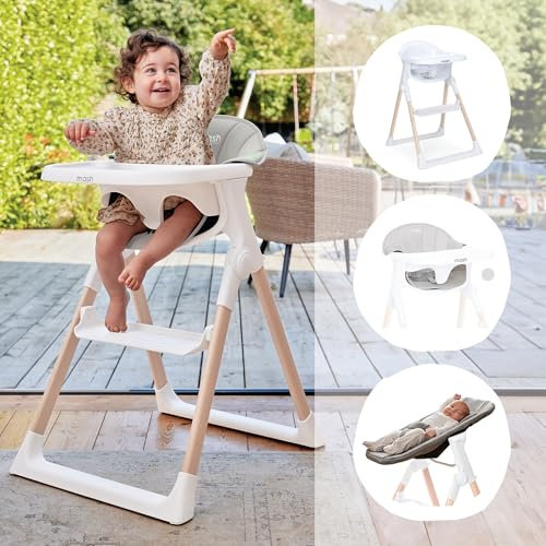 Baby Elegance Mash Hochstuhl Neugeborenenaufsatz | Sicherer Baby-Hochstuhlsitz ab Geburt (weiß)