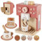 BUYGER Accessoire Dinettes Cuisine en Bois pour Enfant Garçon Fille 3+ Ans, Machine à Café en Bois, Cafetière en Bois Jouet de Cuisine Enfant Cadeau de Jeu de Rôle Éducatif pour Garcon Fille
