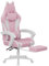 bigzzia Silla Gaming,Silla Gaming ergonómica con Orejas de Gato para niñas y Adultos, Silla de Juegos de Ordenador Ajustable en Altura con reposacabezas y Soporte Lumbar de Masaje (Blanco Rosado)