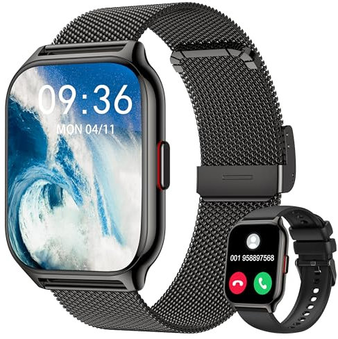 Narcid Montre Connectée Femme Homme, 2,01 HD avec Appel Bluetooth Smartwatch,SpO2 Moniteur de Sommeil Cardiofréquencemètre, 100+ Sportifs Montre Podometre pour Android iOS