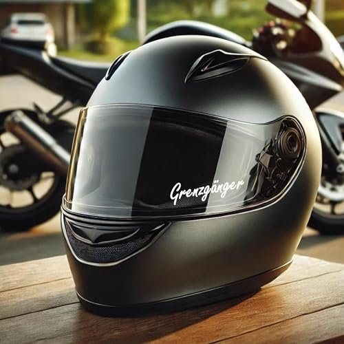 Grenzgänger Motorrad Aufkleber für motorrad Helm 8x2,3cm black