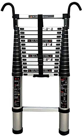 Scala per Esterni, Scala Retrattile Nera Resistente, Gancio Staccabile da 10 cm per Scale telescopiche, gradini per soffitta, 1,4 m/4,6 Piedi