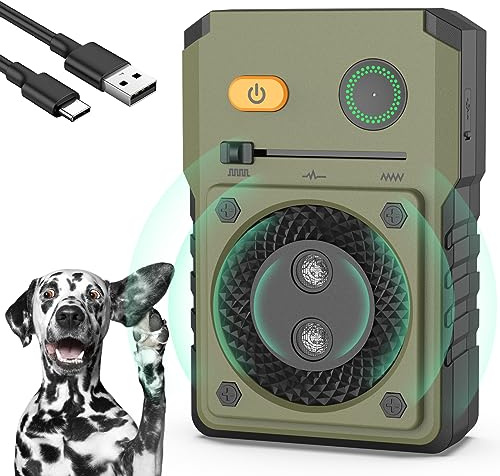 Anti Aboiements Chiens, 3 Réglable Fréquence Ultrasons Dispositifs Anti-aboiements, 50 Pieds Rechargeable Dispositif Dissuasion pour Petits et Grands Chiens Exterieu,anti aboiement chien,ultrason IPX4