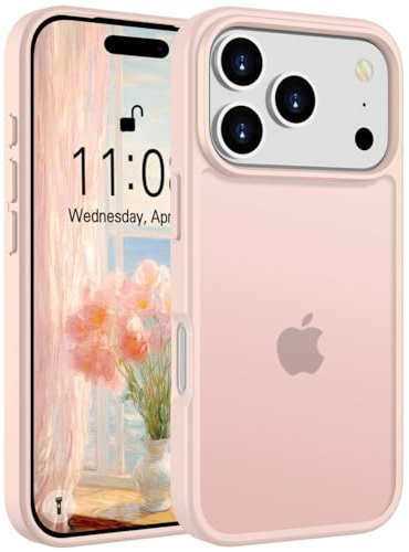 Andwing Matt Hülle für iPhone 17 Pro Max 6,9 Zoll Kratzfest Rosa | Militärstandard FallSchutz Handyhülle,Mattierte Durchscheinende Rückseite Schutzhülle,Anti-Fingerabdruck Kratzfest Haltbar