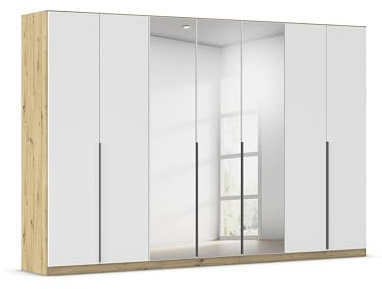 Rauch Möbel Alabama, Kleiderschrank, Farbe Weiß/Eiche Artisan, Breite 315cm | Schrank, 7-türig, mit Spiegel, Zubehör Basic, für Schlafzimmer, Kinderzimmer, Ankleidezimmer, Garderobe, Flur