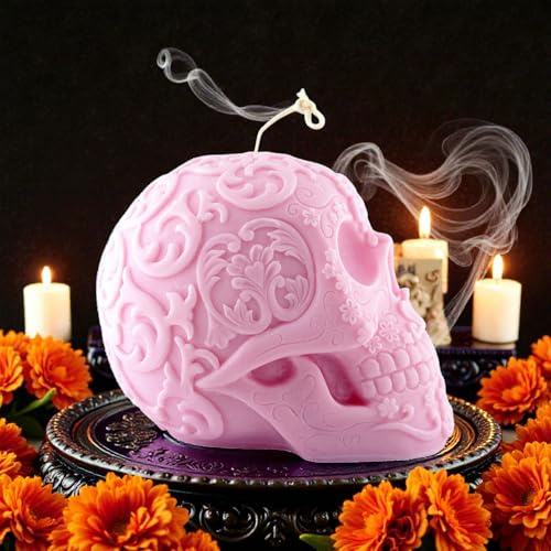 Grande stampo teschio messicano gotico per candele, sapone, resina, gesso - magia, stregoneria, halloween, stampo in silicone