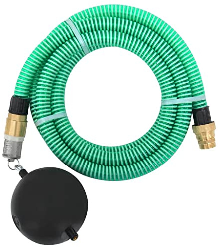 Ziaphsol Tubo di aspirazione con connettori in ottone verde PVC 5 m, diametro esterno 1,1, filettatura 1, per impianti idrici domestici, pompe da giardino, filtri dell'acqua, irrigazione e laghetto