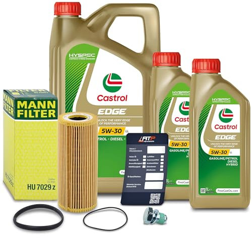 1x Ölwechsel Set - MANN-FILTER ÖLFILTER + 7 L CASTROL EDGE TITANIUM FST 5W-30 LL
