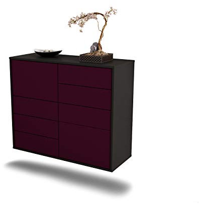 Dekati Sideboard Paradise hängend (92x77x35cm) Korpus anthrazit matt - Front Lila - Push to Open