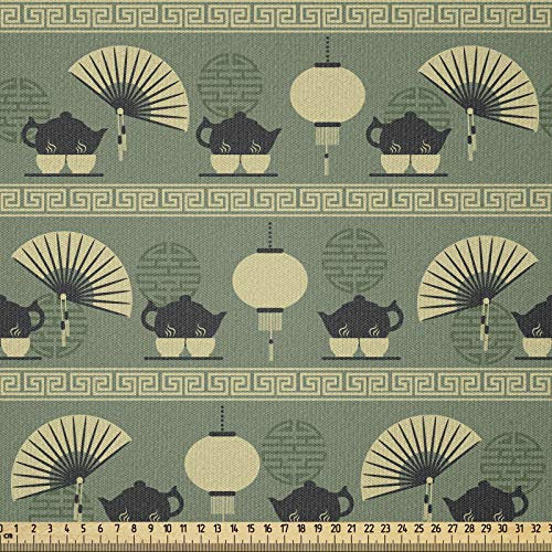 ABAKUHAUS Goûter Tissu au Mètre, Culture chinoise Thé, Tissu en Tricot Extensible pour la Couture de Vêtements et l'Art, 2Meters, Reseda Vert