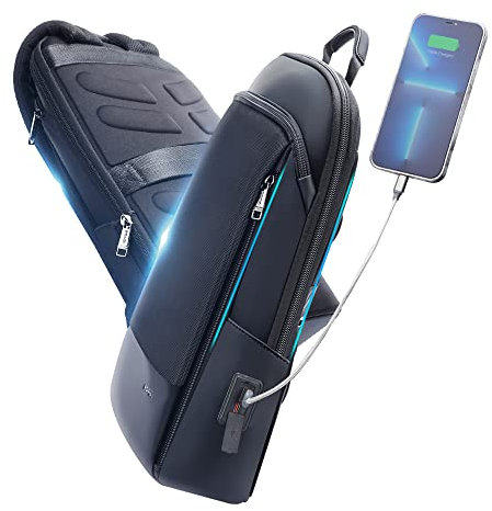 BOPAI Mochilas Antirrobo Hombre Mochilas para Portatiles 15-15,6 Pulgadas Mujer Mochila USB Ultraligera Impermeable Mochila Delgada Negocios Ejecutivo Oficina Trabajo Mochila MacBook Negro