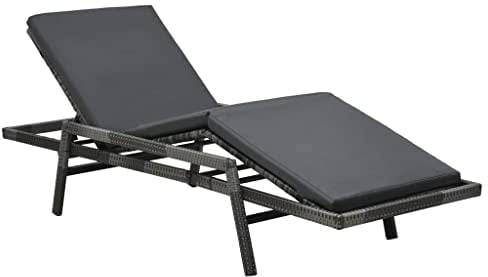 vidaXL Sonnenliege mit Auflage Gartenliege Relaxliege Strandliege Freizeitliege Liege Liegestuhl Rattanliege Gartenmöbel Poly Rattan Grau