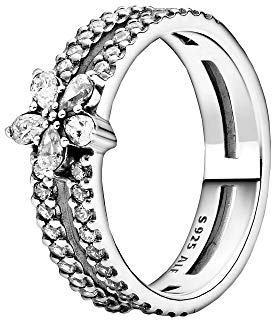PANDORA Funkelnde Schneeflocke Doppelring Sterling-Silber 48