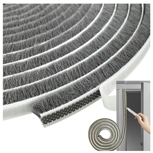 Self-Adhesive Pile Weather Stripping Seal for Sliding Windows and Door Frames, 16.5ft x 11/32 inch, Grey