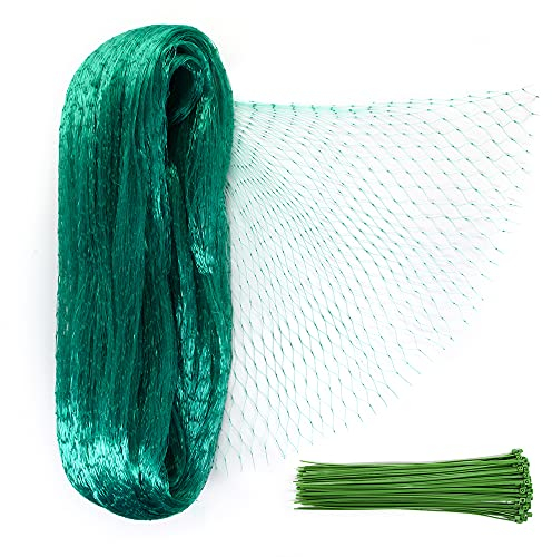 Filet anti-oiseaux 5 m x 10 m pour jardin avec 100 attaches de câble en nylon pour protection des plantes, fruits, légumes