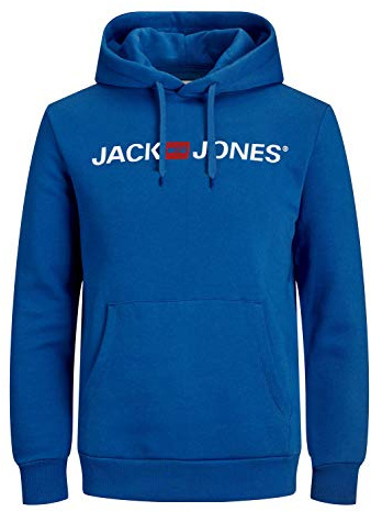 JACK & JONES - Felpa da Uomo con Cappuccio e Logo, Blu (Classic Blue/Reg Fit), S